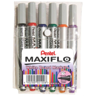 Marker WBrd Pentel Maxiflo Bullet Ass6Pk 1