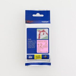 TZe RE34 Gold on Pink Ribbon Tape 12mm web